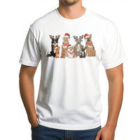 Santa Hat Puppies Holiday Shirt, Christmas Dogs T-Shirt, Adorable Holiday Dog Graphic Tee, Humorous Xmas Puppy Shirt, Dog Lover Mom Holiday Present