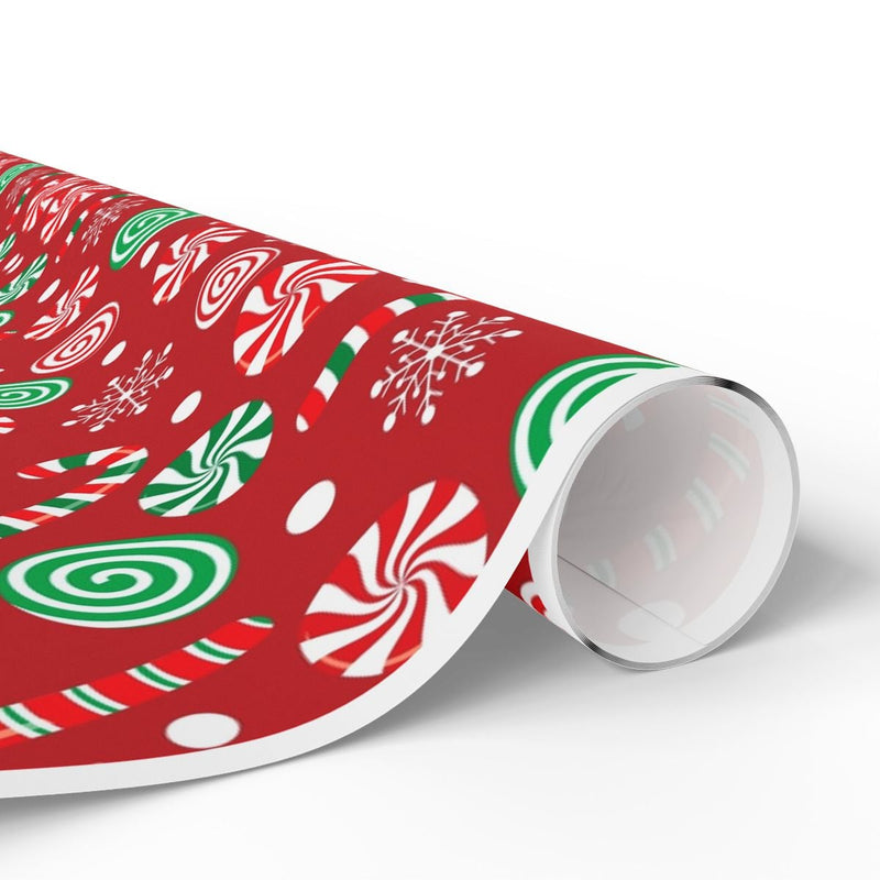 Christmas Candy Cane Gift Wrap, Candy Cane Snowflake Wrapping Paper, Winter Snowflake Wrapping Paper, Holiday Present Wrap Paper Roll