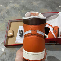 Retro High Top Sneakers, White Orange Colorway, Lace Up Design, Casual Gift for Sneaker Fans