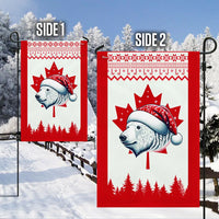 Santa Hat Polar Bear Holiday Flag, Christmas Bear Canadian Flag Garden Flag, Double-Sided Canada Maple Leaf Yard Flag, Winter Lawn Decor