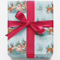 Humorous Reindeer Christmas Gift Wrap Paper, Santa Spa Day Wrapping Paper, Holiday Present Paper Roll, Adorable Xmas Gift Wrap