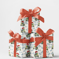 Adorable Turtle Gift Wrap Roll, Santa Hat Turtle Christmas Wrapping Paper, Holiday Present Paper, Animal Lover Xmas Wrapping Paper Roll