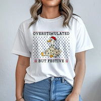 Humorous Goose Christmas Shirt, Overstimulated but Festive Goose T-Shirt, Adorable Holiday Goose Graphic Tee, Winter Animal T-Shirt, Xmas Present