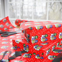 Red Holiday Gift Wrap, Snowman Family Christmas Wrapping Paper, Adorable Winter Snowmen Wrapping Paper, Festive Xmas Holiday Wrapping Paper