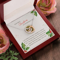 Cubic Zirconia Heart Pendant, First Christmas Wife Interlocking Hearts Necklace, Romantic Holiday Jewelry, Anniversary Present for Her