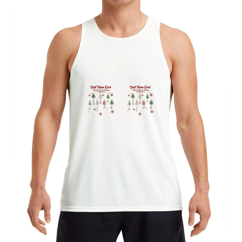 Festive Holiday Trees Snowflakes Shirt, Best Team Ever Christmas Tank Top, Coworker Holiday Sleeveless Shirt, Xmas Team Graphic Tank