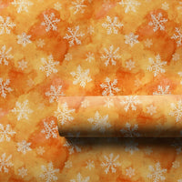 Watercolor Winter Gift Wrap, Orange Snowflake Wrapping Paper, Golden Yellow Holiday Wrapping Paper, Warm Festive Christmas Wrapping Paper