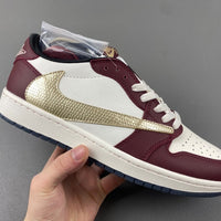 Low Top Sneakers, Burgundy White Gold Colorway, Reverse Hook Design, Lace Up Design, Casual Gift for Sneaker Fans