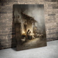 Holy Family Manger Canvas Wall Art, Nativity Scene Canvas Print, Christian Religious Canvas Decor, Christmas Nativity Art, Faith Home Present