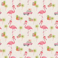 Flamingo Palm Tree Holiday Gift Wrap, Tropical Christmas Wrapping Paper, Coastal Beachy Present Paper, Festive Summer Xmas Gift Wrap