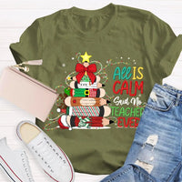 Pencil Tree Christmas Shirt, All Is Calm Said No Teacher Ever T-Shirt, Humorous Teacher Holiday Tee, Educator Graphic T-Shirt, School Xmas Present
