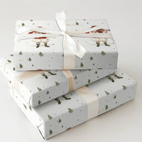Vintage Santa Christmas Wrapping Paper, Violin Santa Wrapping Paper, Musical Holiday Gift Wrap, Snowy Forest Present Wrapping Paper