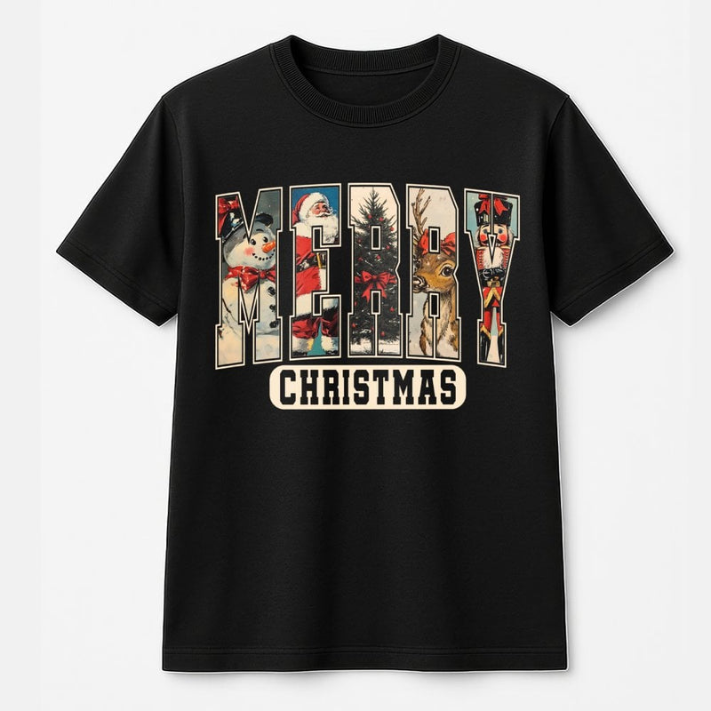 Retro Festive Holiday Shirt, Merry Christmas Graphic T-Shirt, Vintage Christmas Tee, Adorable Seasonal Holiday T-Shirt, Family Xmas Present Tee
