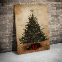 Rustic Holiday Tree Wall Art, Vintage Christmas Tree Canvas Art, Festive Christmas Canvas Print, Seasonal Tree Decor, Holiday Home Present