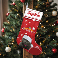 Custom Photo Cat Holiday Stocking, Personalized Cat Christmas Stocking, Pet Lover Christmas Stocking, Adorable Kitten Fireplace Decor Present