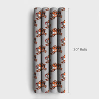 Orange Football Gift Wrap, Football Santa Christmas Wrapping Paper, Sports Fan Holiday Wrapping Paper, Game Day Sports Gift Wrapping Paper