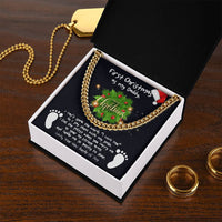 New Dad Message Card Chain, First Christmas Daddy Cuban Link Chain Necklace, Holiday Keepsake from Baby, Meaningful Dad Chain Jewelry