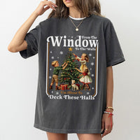 Retro Sarcastic Holiday Graphic Tee, Deck These Halls Humorous Christmas T-Shirt, Humorous Xmas Shirt, Humorous Christmas Family Party T-Shirt
