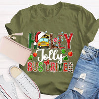 Festive Christmas Graphic Tee, Holly Jolly Bus Driver Shirt, Adorable School Bus Driver T-Shirt, Holiday Season Driver Shirt, Christmas Present