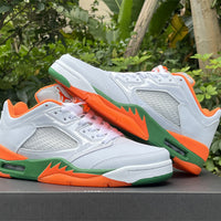 Low Top Sneakers, White Green Orange Colorway, Lace Up Design, Casual Gift for Sneaker Fans
