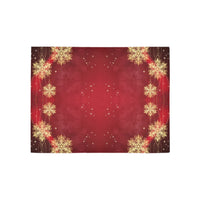 Red Holiday Hallway Runner Rug, Gold Snowflake Christmas Runner Rug, Non-Slip Rubber Back Kitchen Mat, Festive Xmas Home Decor Present