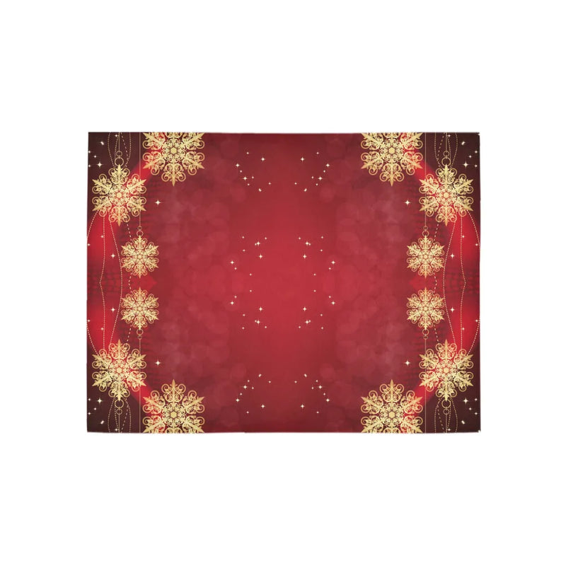 Red Holiday Hallway Runner Rug, Gold Snowflake Christmas Runner Rug, Non-Slip Rubber Back Kitchen Mat, Festive Xmas Home Decor Present