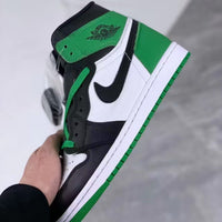 High Top Sneakers, White Black Green Colorway, Lace Up Design, Casual Gift for Sneaker Fans