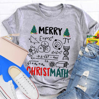 Humorous Christmas Math Pun Tee, Merry Christmath Math Teacher T-Shirt, Holiday Math Teacher Shirt, Adorable Xmas Math Graphic Tee, Teacher Present