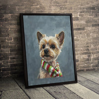 Yorkie in Holiday Scarf Canvas Print, Yorkshire Terrier Christmas Canvas Wall Art, Adorable Dog Canvas Decor, Festive Winter Pet Lover Present