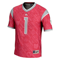 #1 Ohio State Buckeyes Highlight Print Football Fashion Jersey - Scarlet