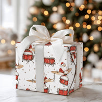 Watercolor Drummer Santa Claus Gift Wrap, Drumming Santa Wrapping Paper, Music Lover Holiday Paper, Christmas Present Wrapping Paper Roll