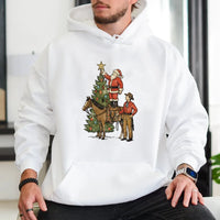 Vintage Santa Horse Hoodie, Western Christmas Cowboy Hoodie, Retro Western Holiday Pullover, Country Xmas Sweatshirt, Holiday Present