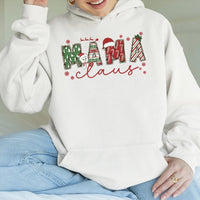 Adorable Snowman Mama Claus Hooded Sweatshirt, Mama Claus Christmas Hoodie, Festive Holiday Mama Claus Hoodie, Winter Xmas Present for Mom Hoodie
