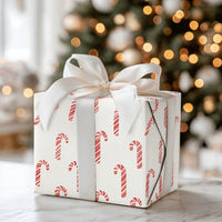 Red and White Holiday Wrapping Paper, Candy Cane Christmas Wrapping Paper, Peppermint Stripe Xmas Gift Wrap Roll, Traditional Present Wrap