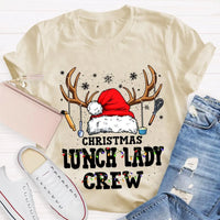 Santa Hat Kitchen Utensils Graphic Tee, Christmas Lunch Lady Shirt, School Cafeteria Worker Holiday T-Shirt, Lunch Lady Xmas Present