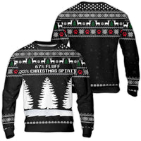 Reindeer Paw Holiday Sweatshirt, 67% Fluff 33% Christmas Spirit Ugly Sweater, Humorous Pet Lover Xmas Crewneck, Adorable Dog Cat Ugly Sweater Present