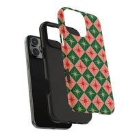Mid Century Christmas Phone Cover, Retro Starburst Diamond Phone Case for iPhone, Vintage Holiday Pattern Protective Case, Festive Present