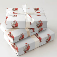 Vintage Christmas Gift Wrap, Rustic Reindeer Skull Santa Wrapping Paper, Folk Art Holiday Paper, Western Gothic Present Wrapping Paper, Present
