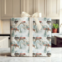 Vintage Winter Landscape Gift Wrap, Steam Train Wrapping Paper, Watercolor Locomotive Present Paper, Nostalgic Christmas Holiday Gift Wrap