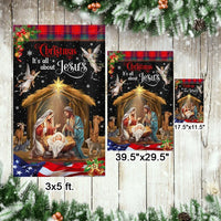 It's All About Jesus Yard Flag, Christmas Nativity Garden Flag, Holy Family Religious Christmas Flag, Double Sided Holiday Decor