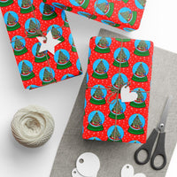 Festive Winter Tree Gift Wrap, Snow Globe Christmas Wrapping Paper, Adorable Holiday Present Wrap, Xmas Gift Wrapping Paper, Seasonal Gift Wrap