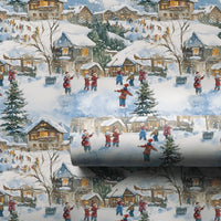 Mountain Chalet Holiday Gift Wrap, Watercolor Snowy Village Wrapping Paper, Comfy Christmas Town Wrapping Paper, Festive Winter Gift Wrap