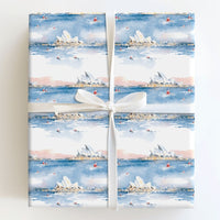 Kayaking Santa Australian Christmas Gift Wrap, Sydney Opera House Wrapping Paper, Aussie Holiday Wrapping Paper, Winter Gift Wrap Roll