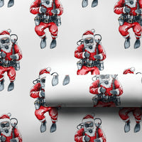 Humorous Scuba Santa Gift Wrap, Scuba Diving Santa Wrapping Paper, Ocean Christmas Wrapping Paper, Scuba Diver Holiday Gift Wrap Roll