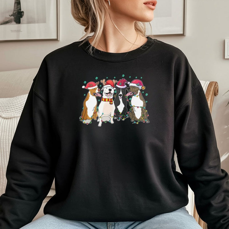 Adorable Festive Santa Dog Sweater, Pit Bull Christmas Sweatshirt, Holiday Dog Lover Crewneck, Winter Pitbull Sweatshirt, Dog Mom Xmas Present