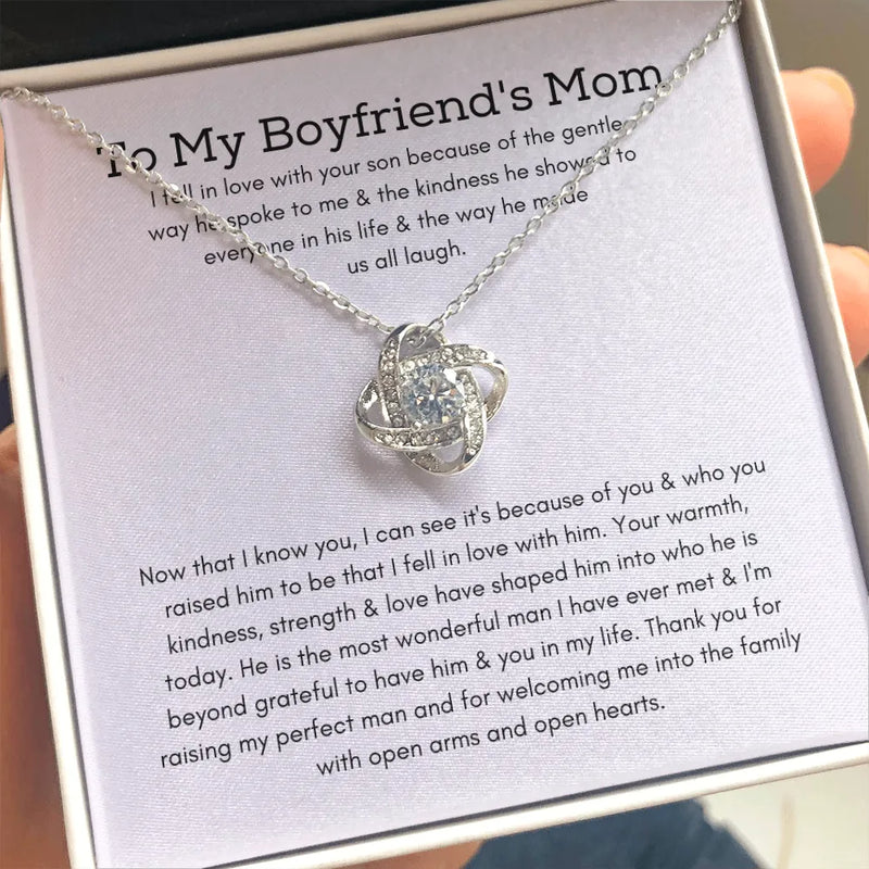 Bonus Mom Love Knot Necklace, Boyfriend Mom Necklace, Mother of Boyfriend Present Necklace, Second Mom Christmas Present, Future Mother in Law