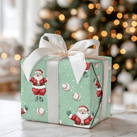 Baseball Christmas Gift Wrap, Mint Green Baseball Santa Wrapping Paper, Baseball Holiday Wrapping Paper, Sports Santa Xmas Gift Wrap Roll