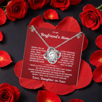 Daughter in Law Present Necklace, Boyfriends Mom Love Knot Necklace, CZ Crystal Love Knot Pendant, Future Mother in Law Christmas Jewelry Present