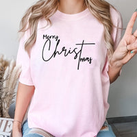 Script Lettering Christmas Shirt, Minimalist Merry Christmas T-Shirt, Simple Holiday Graphic Tee, Festive Christmas T-Shirt, Holiday Present