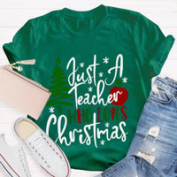 Adorable Holiday Educator Graphic Tee, Christmas Tree Apples Teacher T-Shirt, Festive School Winter Shirt, Merry Christmas Teacher Present Tee